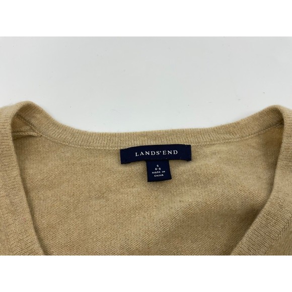 100% Cashmere Light Oatmeal Soft V Neck Knit Sweater S/M 6-8 Long sleeve - Picture 6 of 11